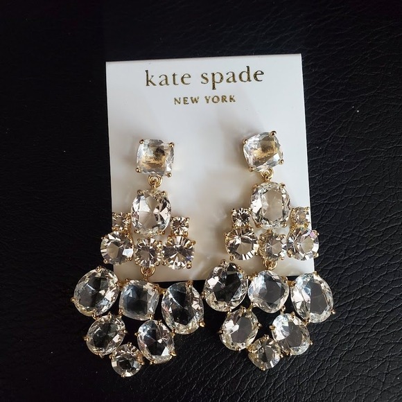 Kate Spade New York Gold Fill Crystal Chandelier Earrings Clear New with Tags - Picture 6 of 6